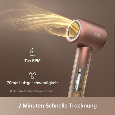 Dreame Hair Glory Haartrockner, trocknet schnell, 110.000 U/min Hochgeschwindigkeit, 70m/s Luftstrom