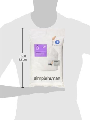 simplehuman CW0169 Code J passgenaue Müllbeutel, 30-45 Liter, Packung mit 20, weisser Kunststoff Wei