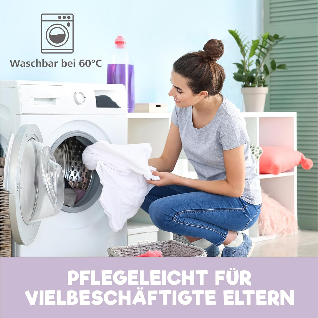 2X Spannbettlaken aus 100% Baumwolle mit Gummiband - 1X Matratzenschoner aus 100% wasserdichtem Mate