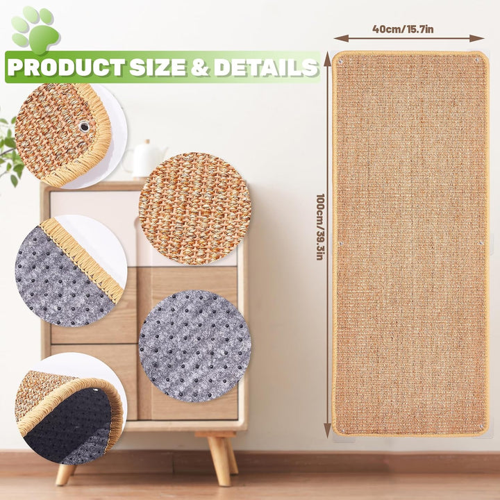 2 Stück Kratzmatte Katze 40x100CM Kratzbretter Natürliche Sisal Kratzmatte Katzenkratzmatte Kratzsch