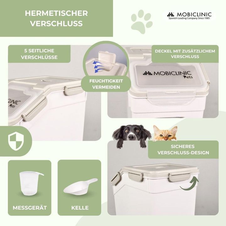 Mobiclinic® Pets, Futterbehälter, für Haustiere, FeedPet, Fassungsvermögen 8kg, hermetischer Verschl
