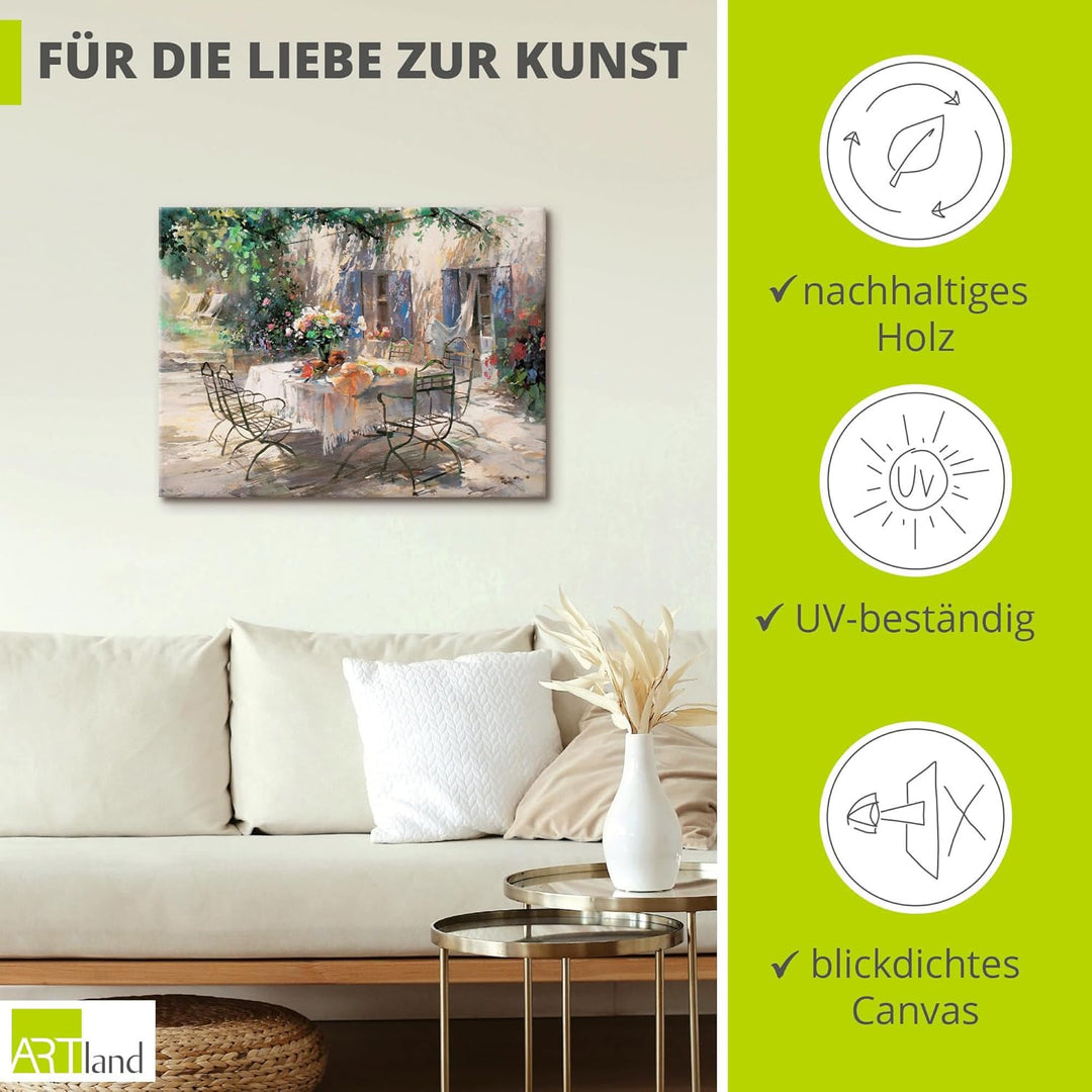 ARTland Leinwandbilder Wandbild Bild auf Leinwand 60 x 45 cm Landschaften Garten Malerei Creme Schat