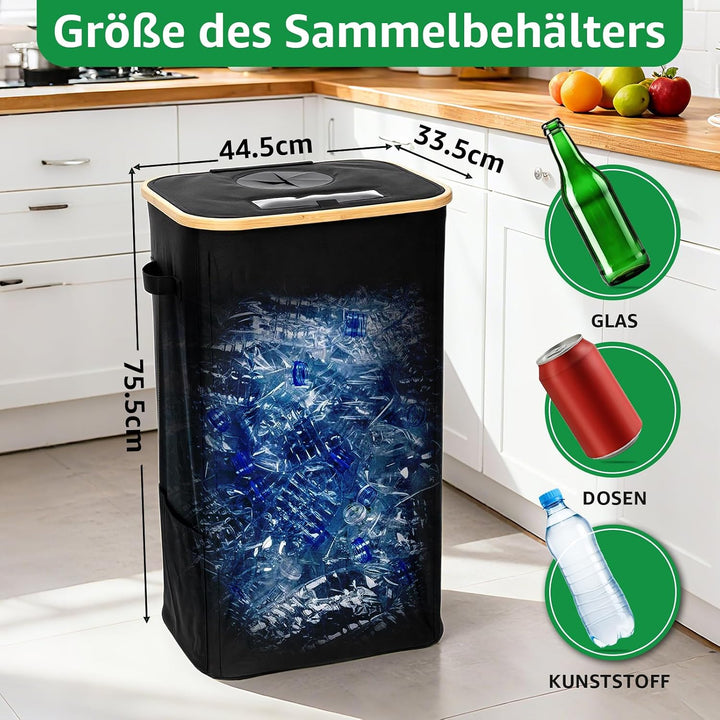 GARPROVM 100L Pfandflaschen Sammelbehälter, Flaschensammler mit Öffnung Sichtfenster 2 Wiederverwend