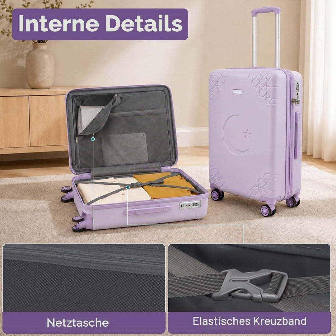 Sea choice Kofferset 3 Telig Hartschalen Erweiterbar Reisekoffer mit 4 Rollen Leicht Trolley Rollkof