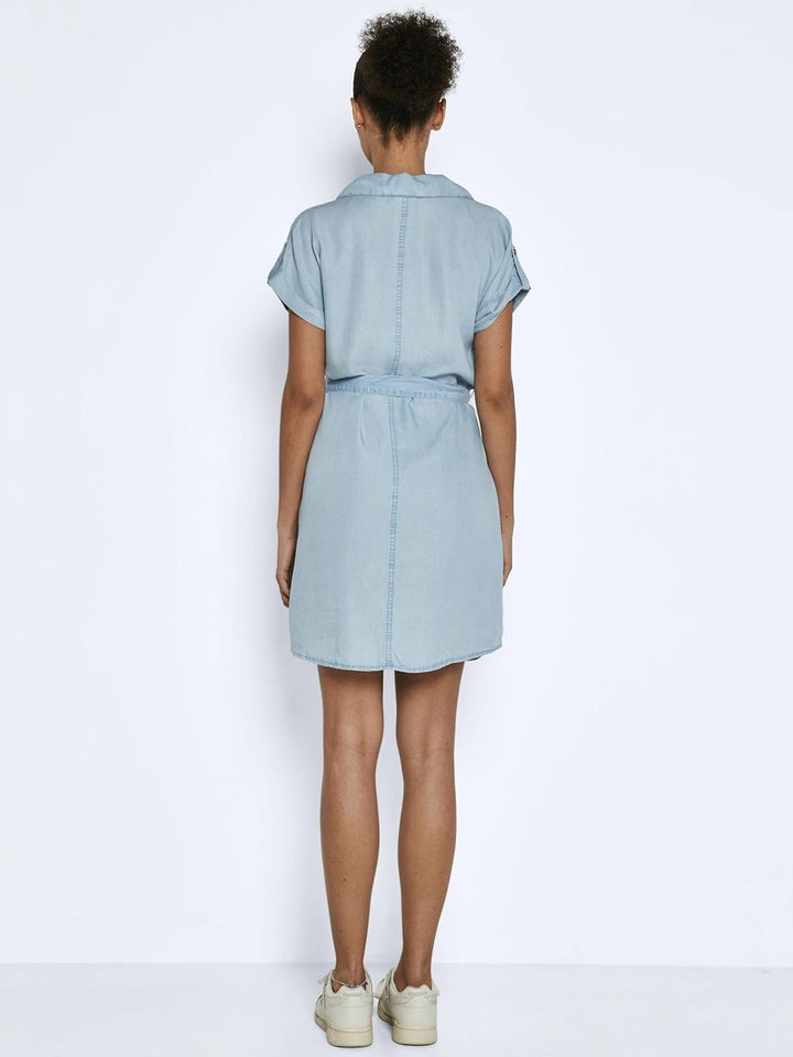Noisy may Damen Blusenkleid Vera, Blau (Light Blue Denim Light Blue Denim)