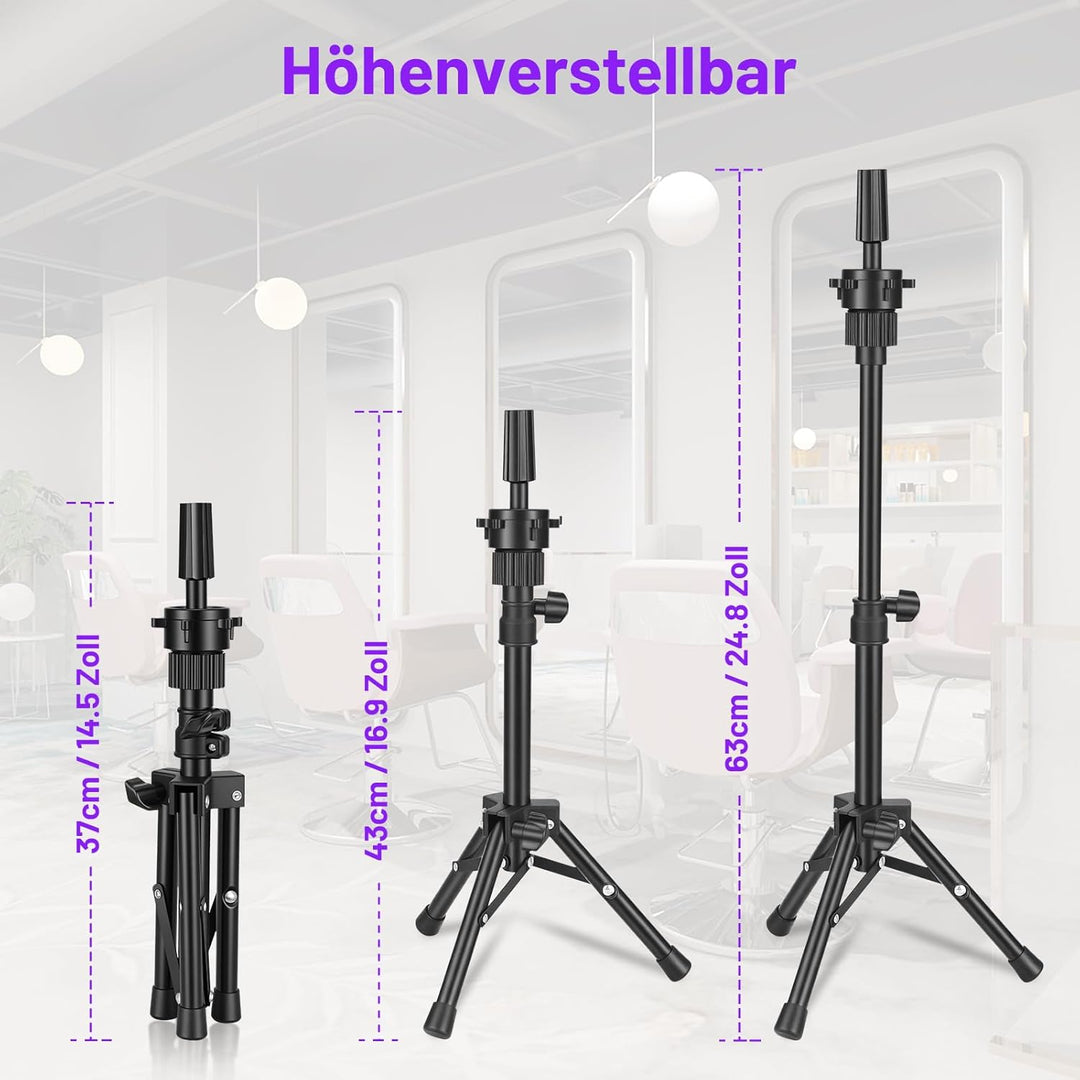 TwoWin 24.8 Zoll (63cm) Perückenständer, Frisierkopf Ständer, Verstellbar Schaufensterpuppen kopfstä