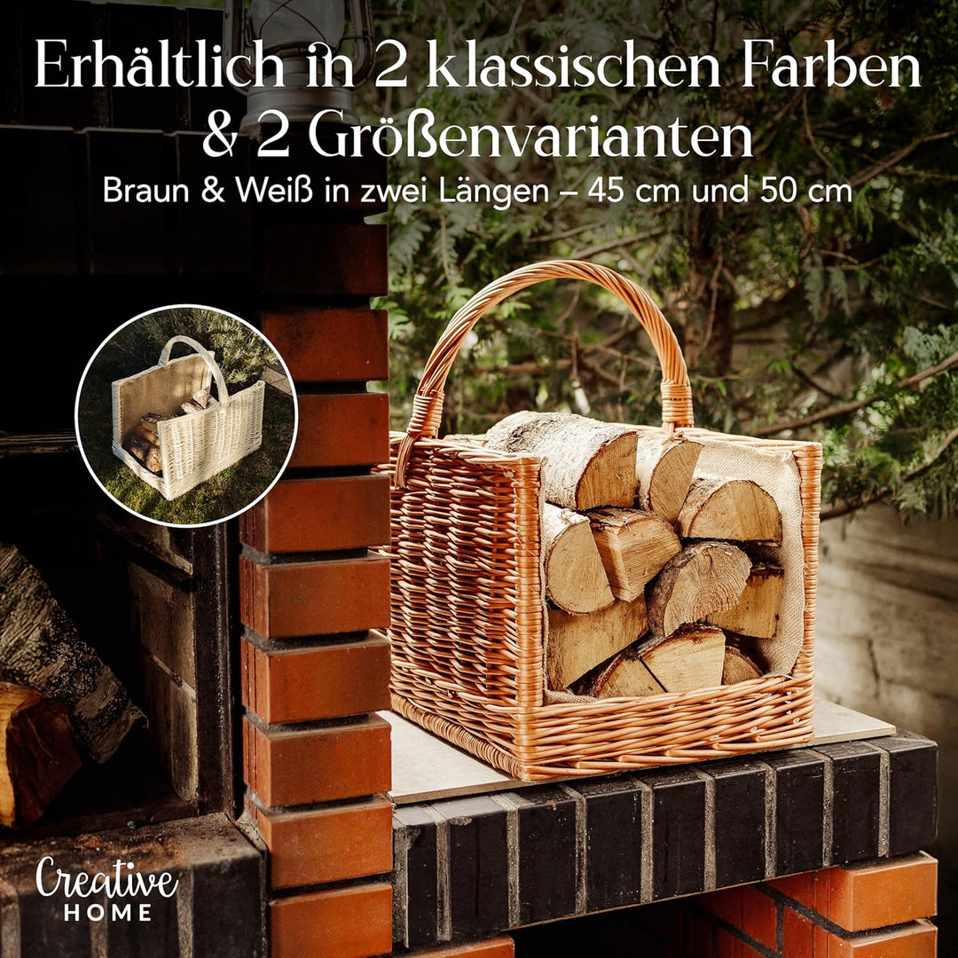 Creative Home Gross Kaminkorb Holzkorb Kaminholzkorb Rattan | 45 x 30 x 47 cm | Aufbewahrung Rechtec