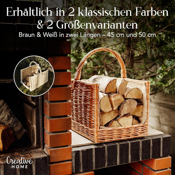 Creative Home Gross Kaminkorb Holzkorb Kaminholzkorb Rattan | 45 x 30 x 47 cm | Aufbewahrung Rechtec