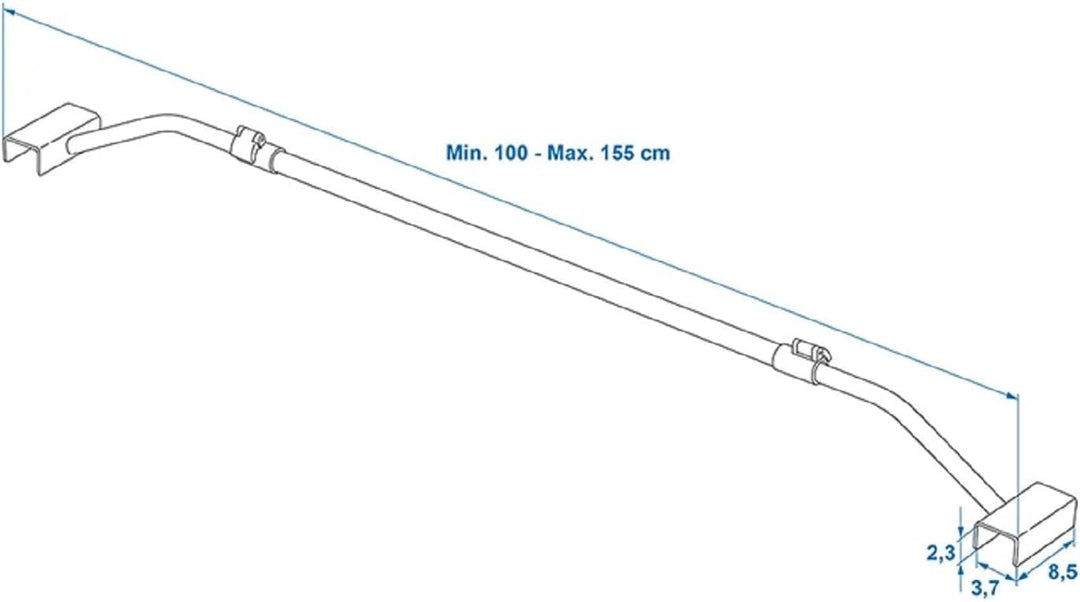 4x Flachplanenbügel Metall für Anhänger Planen, verstellbar 100–155 cm, stabile Planenbügel 2,5 mm,