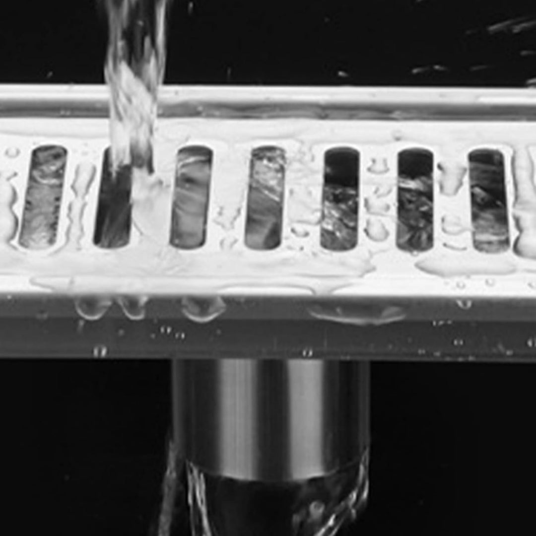 Tissting Bodenablauf, 20 x 10 cm Silber Rechteckige Bodenspüle mit Edelstahlrost, Bodenablauf mit Ge