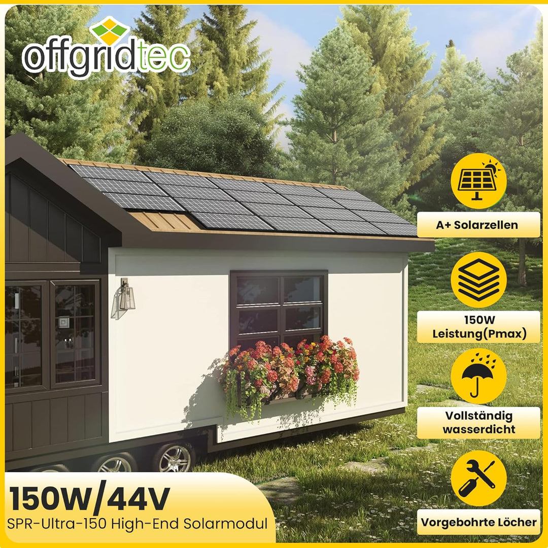 Offgridtec SPR-150 150W 44V High-End Solarpanel 150 Watt Standard, 150 Watt Standard