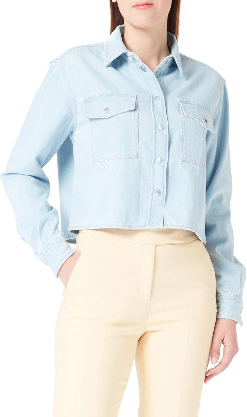 BOSS Damen C_birain Blouse, Open Blue460