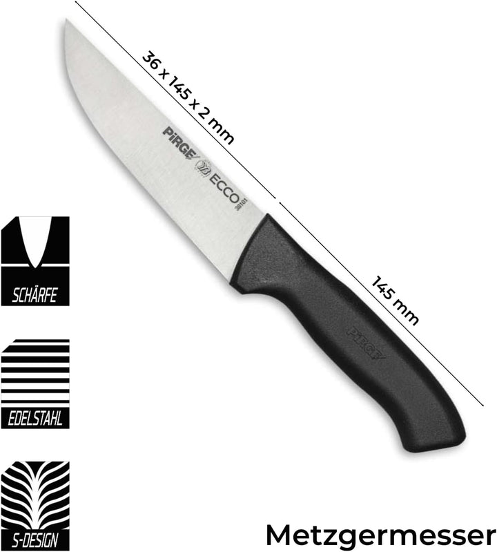 Pirge Ecco Metzgermesser 14,5 cm Schwarz Schlachtermesser - Fleischermesser - Stechmesser - Exzellen