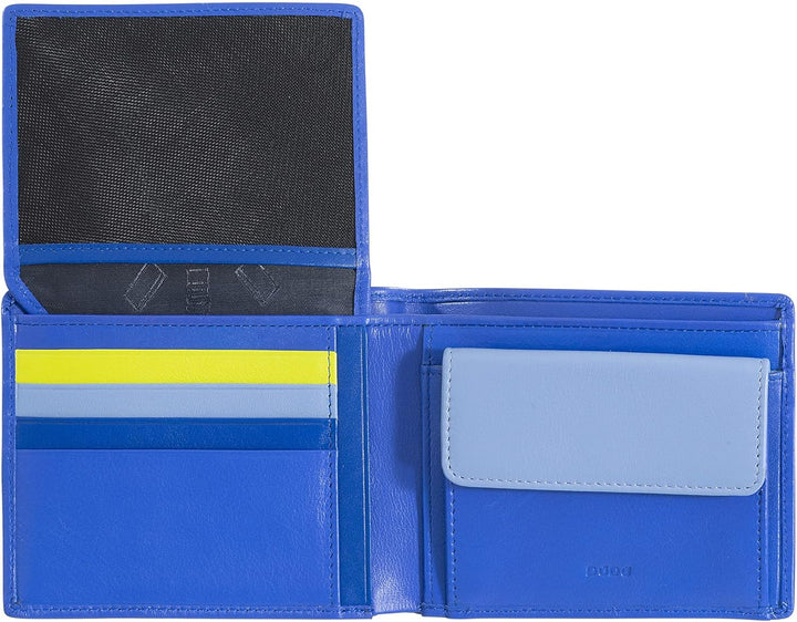 DuDu Klassisches mehrfarbiges Herren Portemonnaie RFID in Leder Kornblume, Kornblume