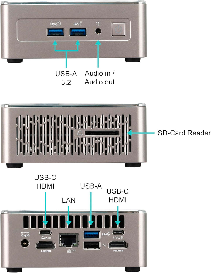 Ankermann ANK-IX A5 Mini PC | 16GB RAM | 512GB NVMe SSD | Windows 11 | AMD Ryzen 5 7430U | WLAN &amp; Bl
