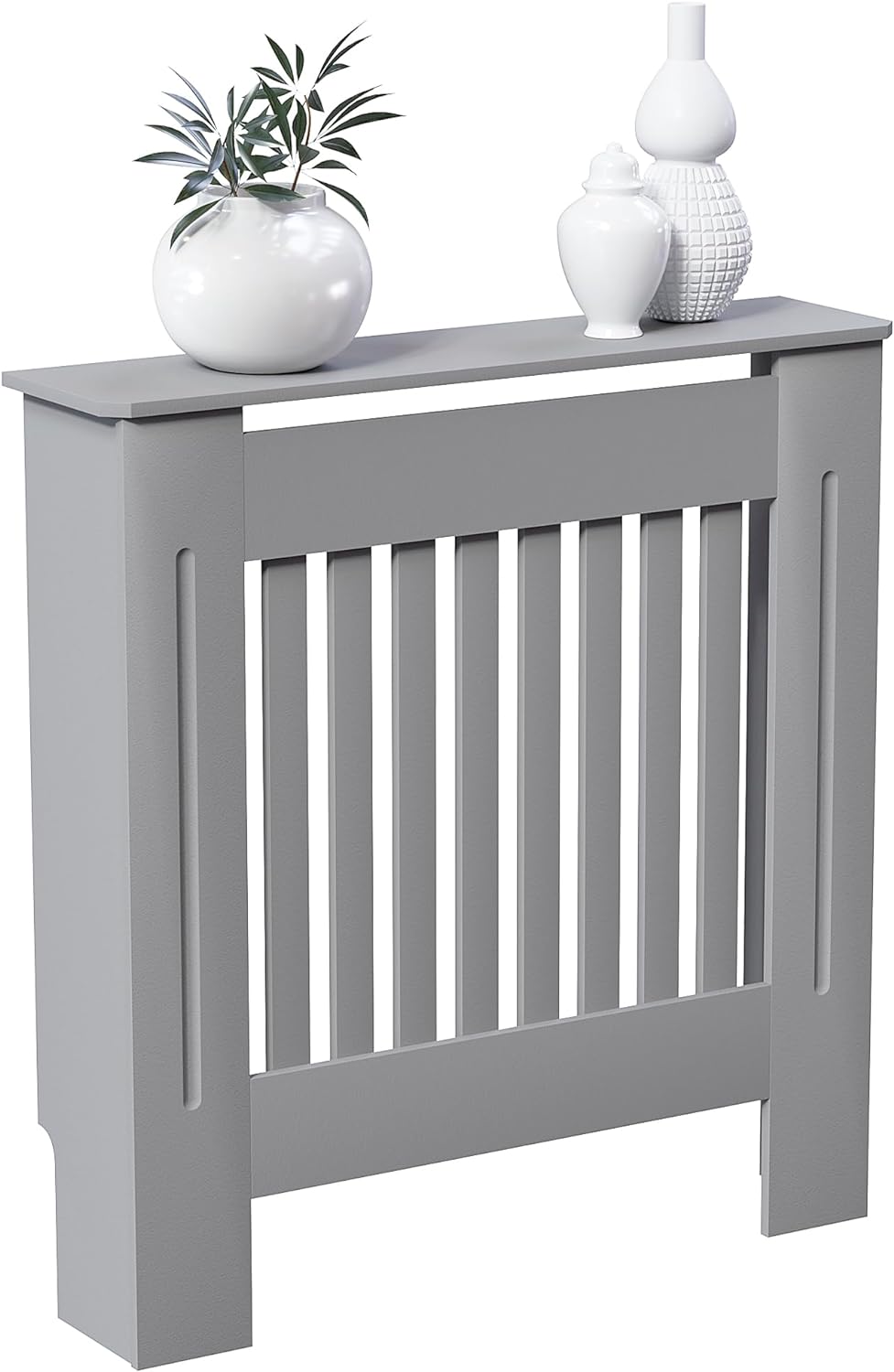 Vida Designs Chelsea-Heizkörperabdeckung, modernes Lamellengrill-Design, grau lackierter MDF-Schrank