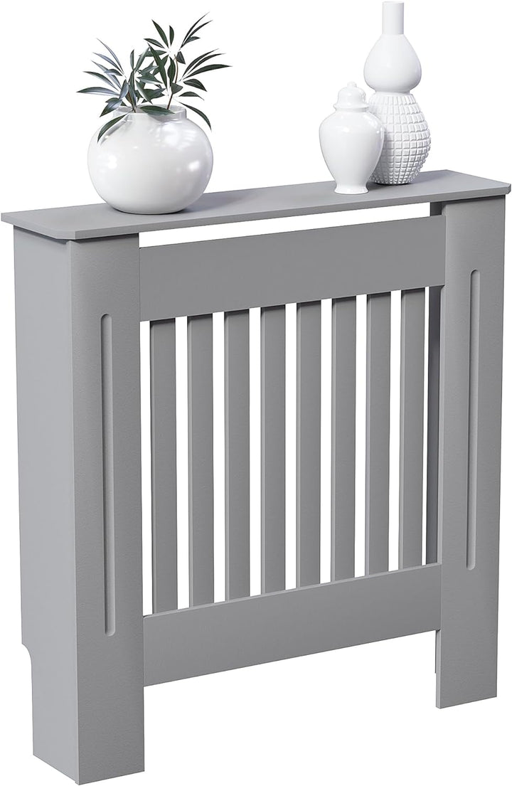 Vida Designs Chelsea-Heizkörperabdeckung, modernes Lamellengrill-Design, grau lackierter MDF-Schrank