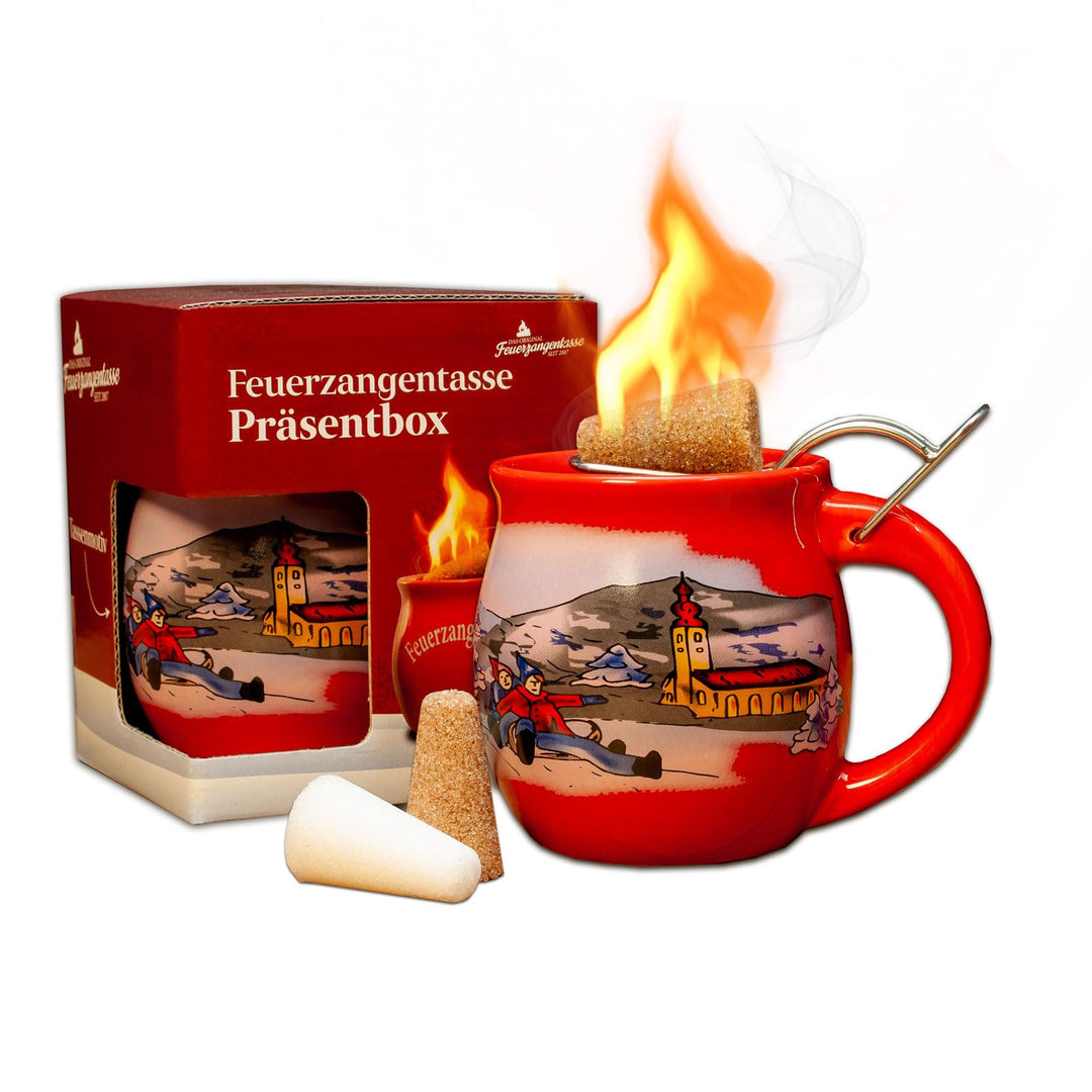 Feuerzangentasse 1er-Set, Rot/Winter - für Feuerzangenbowle Rot / Winter, Rot / Winter