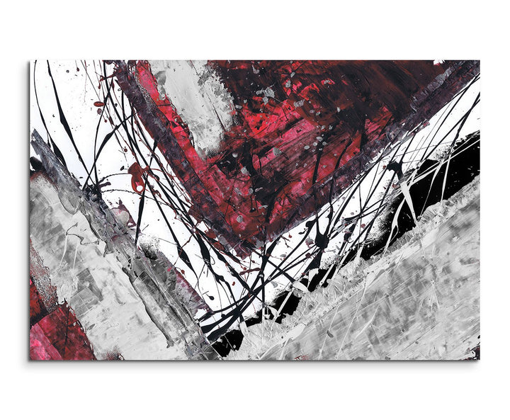 Paul Sinus Art 80x60cm Fotoleinwand Leinwanddruck Kunstdruck Wandbild rot schwarz grau weiss Ecken