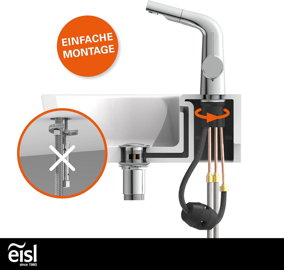 EISL COOL Waschtischarmatur mit herausziehbarer Brause zum Haarewaschen, wassersparender Wasserhahn,
