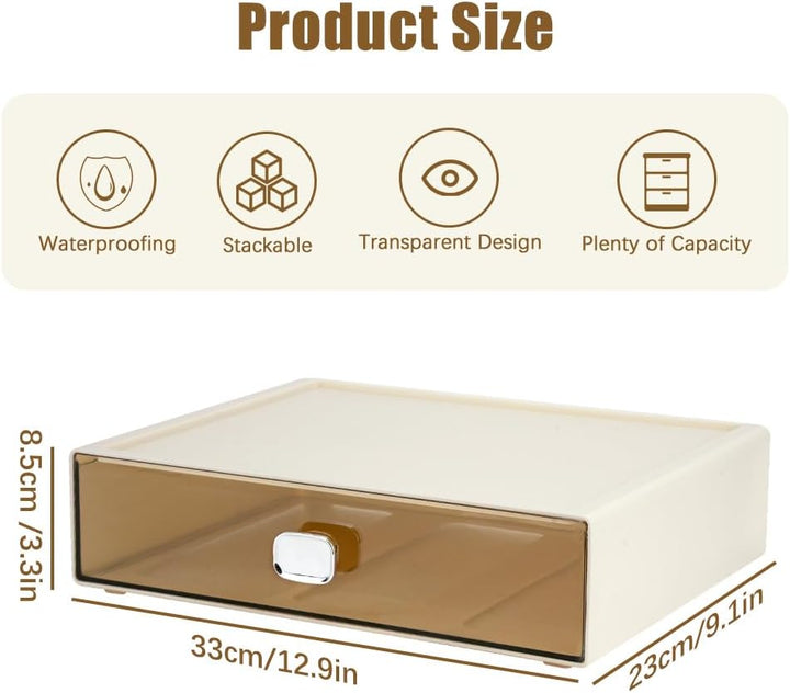 2 PCS Schreibtisch Schubladenbox mit 2 Schubladen, Stapelbarer A4 Papier Büro Organizer Drawer mit E
