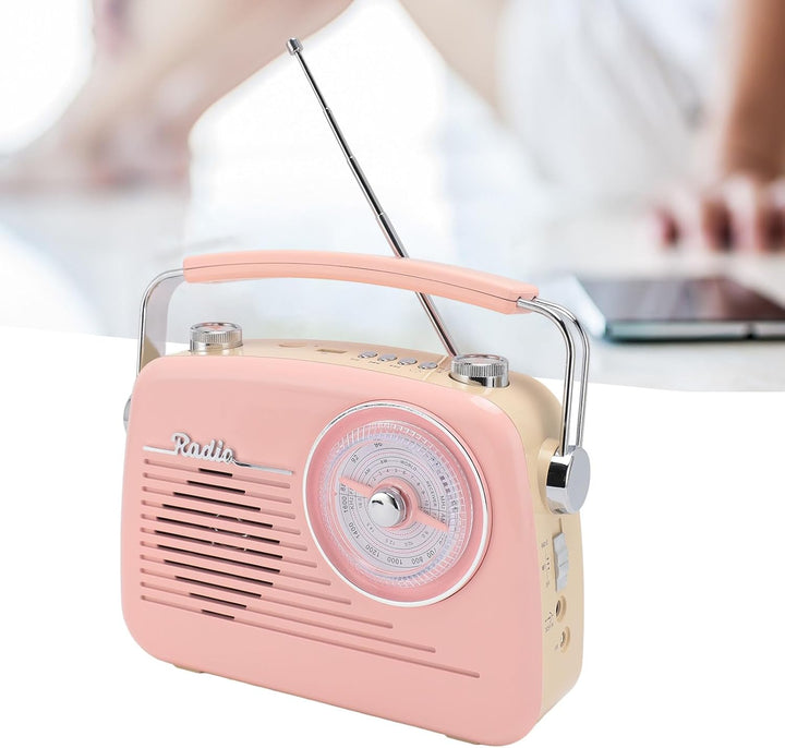 Tragbares Retro-Radio, AM-FM-Radio mit Bluetooth, Kurzwellenradio, Batteriebetrieben oder mit Wechse