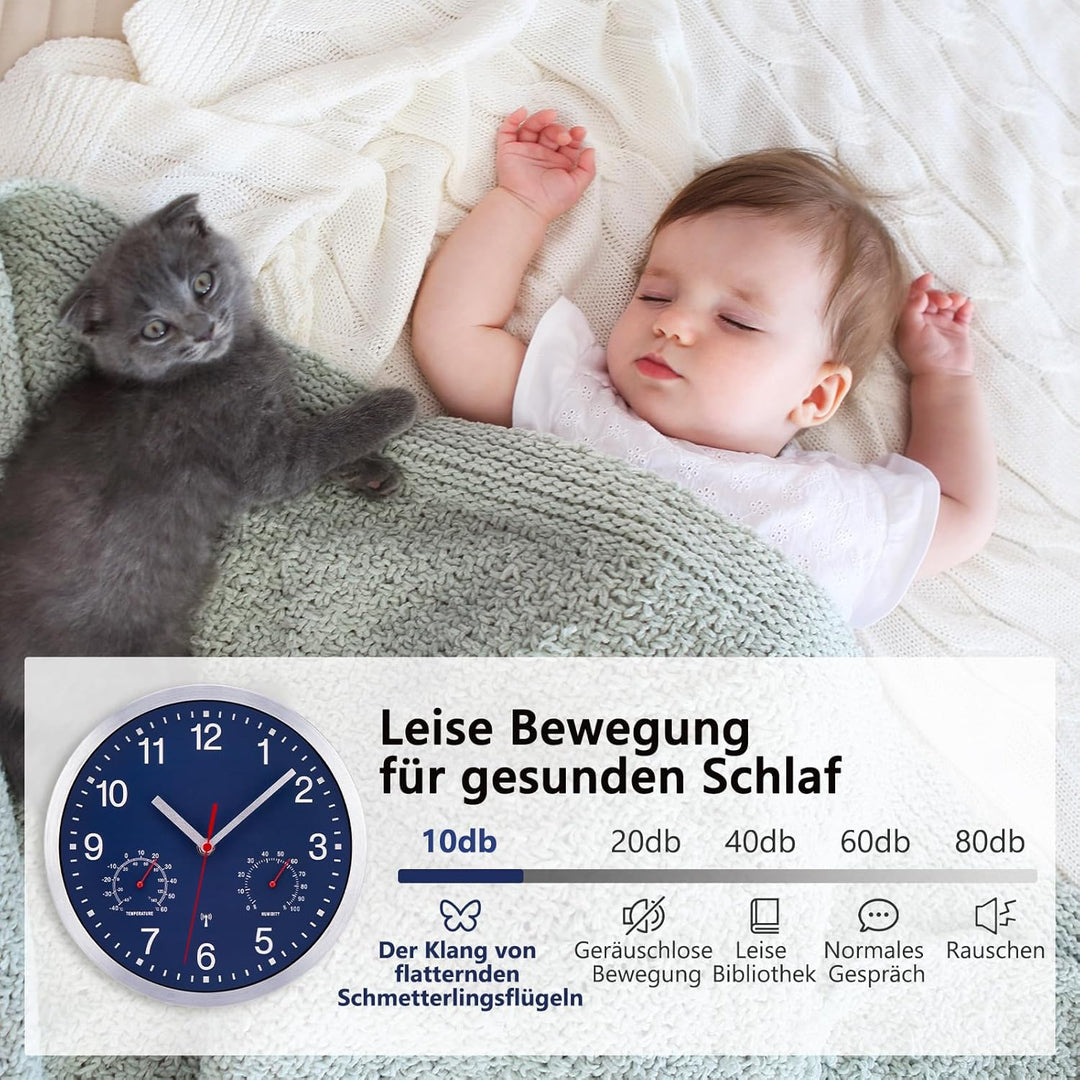 25cm Funkuhr Wanduhr Ohne TickgeräUsche Lautlos Quarz Batterie Betriebene Gross Wanduhr Einfach zu L