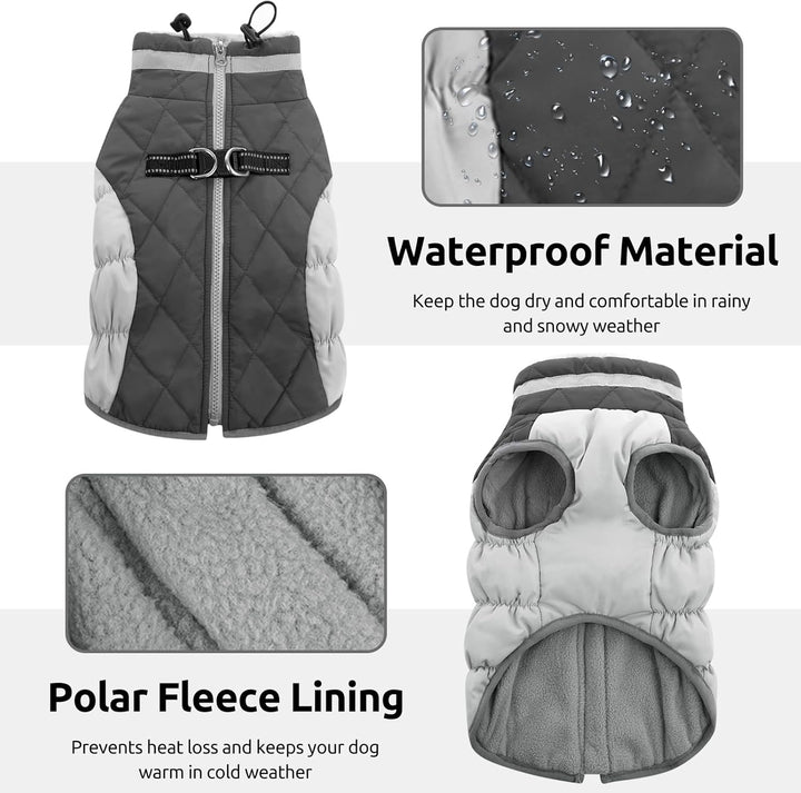 Hundemantel Winter,Hundemantel Grosse Hunde,Hundejacke mit Geschirr, Wasserdicht Wintermantel Hund m