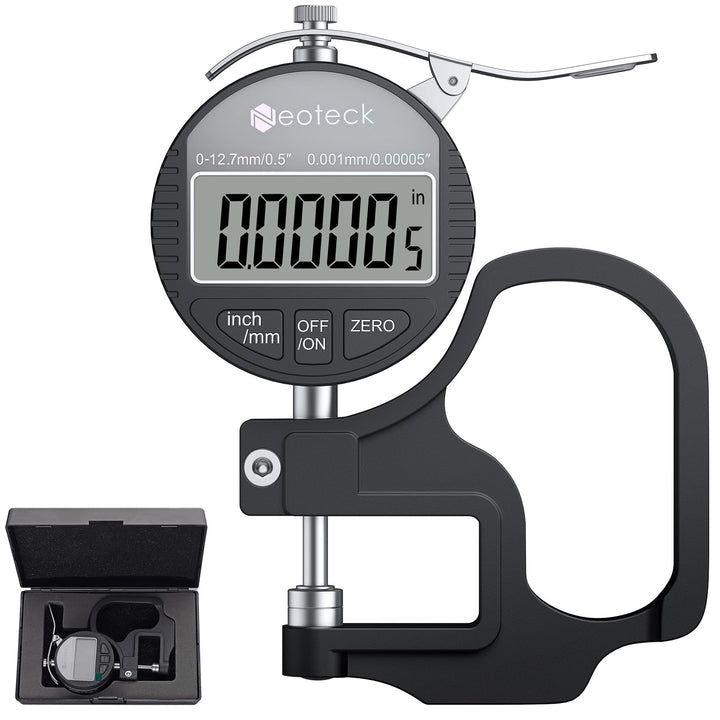 Neoteck Tragbarer Digitaler Dickenmessstreifen 0-12,7 mm Messbereich 0,001/0,00005 '' elektronischer