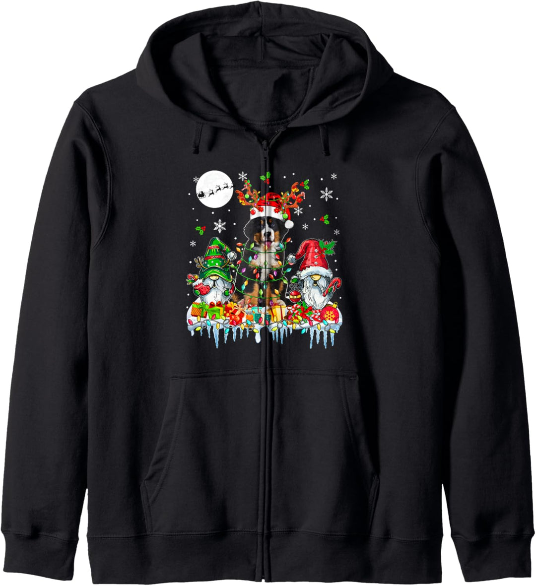 Santa Reindeer Bernese Mountain Couple Gnomes Christmas Kapuzenjacke