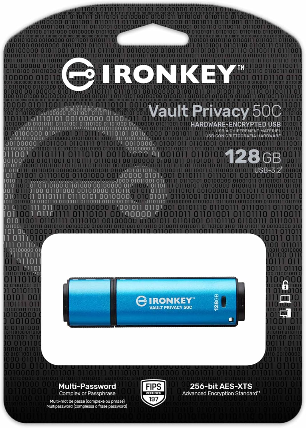 Kingston IronKey Vault Privacy 50 FIPS 197 Typ-C -zertifizierter und mit XTS-AES 256-Bit verschlüsse