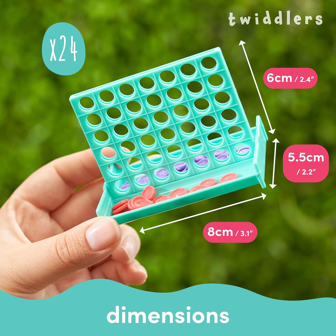 THE TWIDDLERS 24 Mini Vier Gewinnt Brettspiele für Jungen & Mädchen - Mitgebsel, Mitbringsel, Gastge