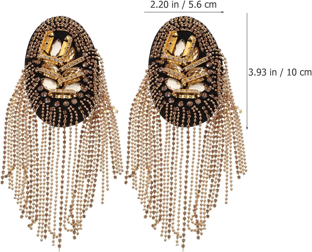 SOIMISS 1 Paar Gold Quaste Epaulet Strass Schulterbrett Kostüm Schulterabzeichen Dekor Schulter Mark
