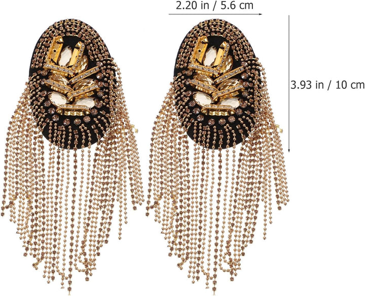 SOIMISS 1 Paar Gold Quaste Epaulet Strass Schulterbrett Kostüm Schulterabzeichen Dekor Schulter Mark