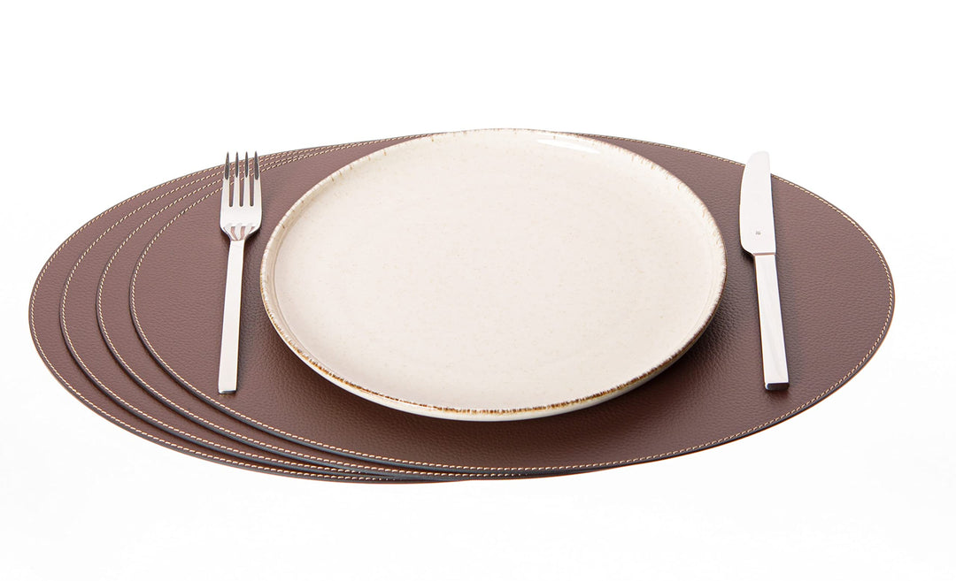 Nikalaz Oval Platzsets aus Recyceltem Leder, 4 Stück Tischsets, Tisch-Matten, Platzdeckchen 45.7 x 3