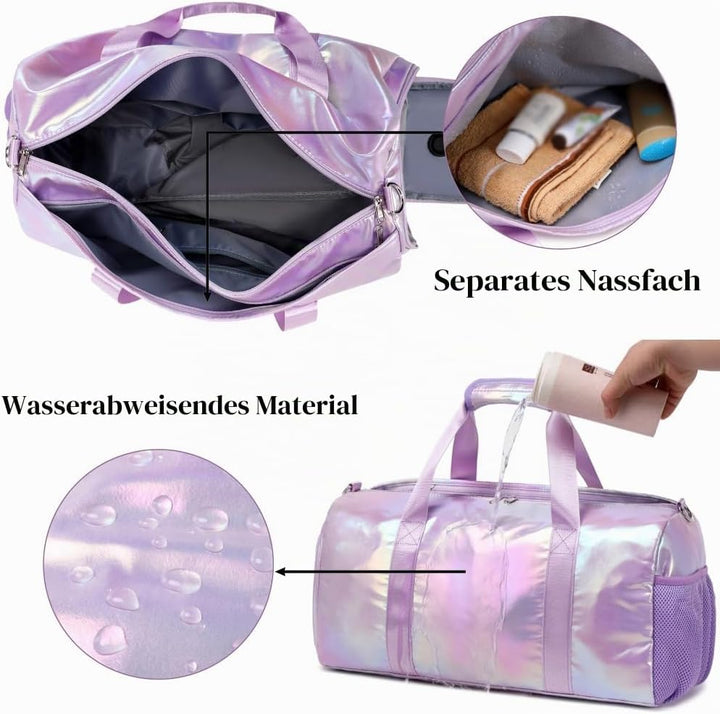 Sporttasche Teenager Mädchen Multifunktion Reisetaschen Trainingstasche Tanztasche Gymnastiktasche M