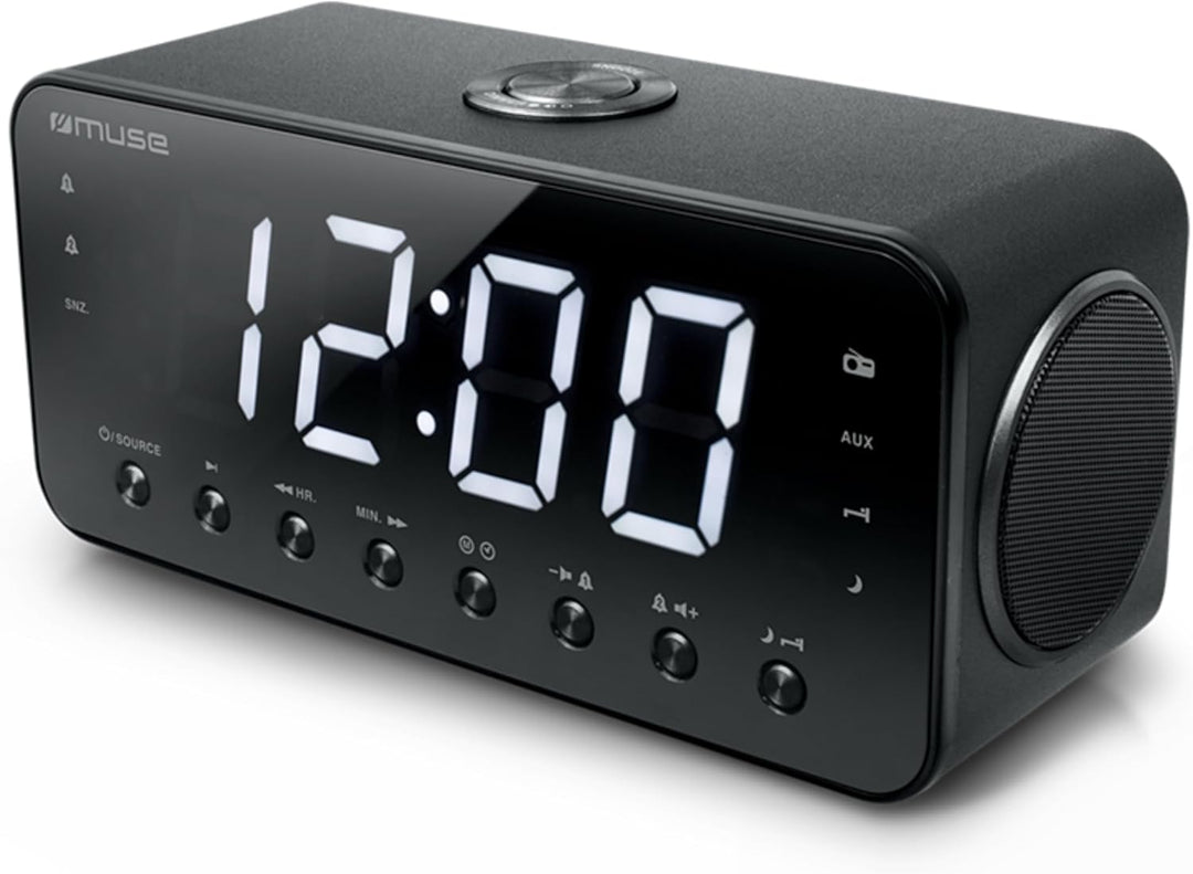 Muse M-192 CR Uhrenradio mit Jumbo Display Dual Alarm (Schlummer/Einschlaf/NAP-Funktion) schwarz, Sc