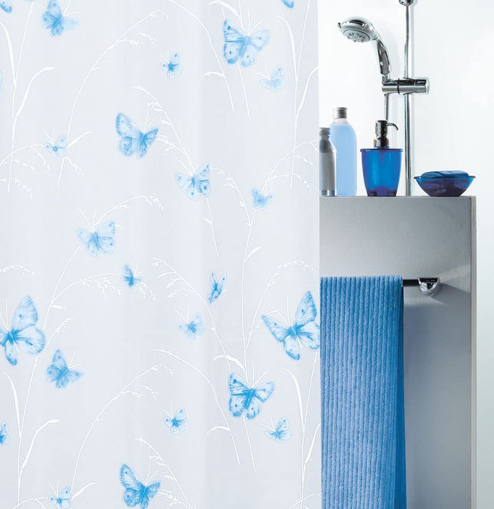 Spirella Anti-Schimmel Duschvorhang - Anti-Bakteriell, waschbar, wasserdicht, Peva, „Schmetterlinge“
