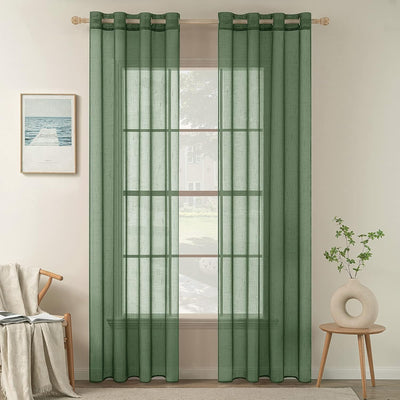 MIULEE 2er Set Voile Vorhang Sheer Leinenvorhang mit Ösen Transparente Leinen Optik Gardine Ösenscha