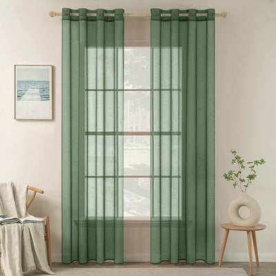 MIULEE 2er Set Voile Vorhang Sheer Leinenvorhang mit Ösen Transparente Leinen Optik Gardine Ösenscha