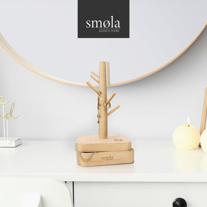 Schmuckbaum aus Holz - 4 Ebenen mit Aufbewahrungsbox - Schmuck Organizer, Schmuckständer für Ketten,