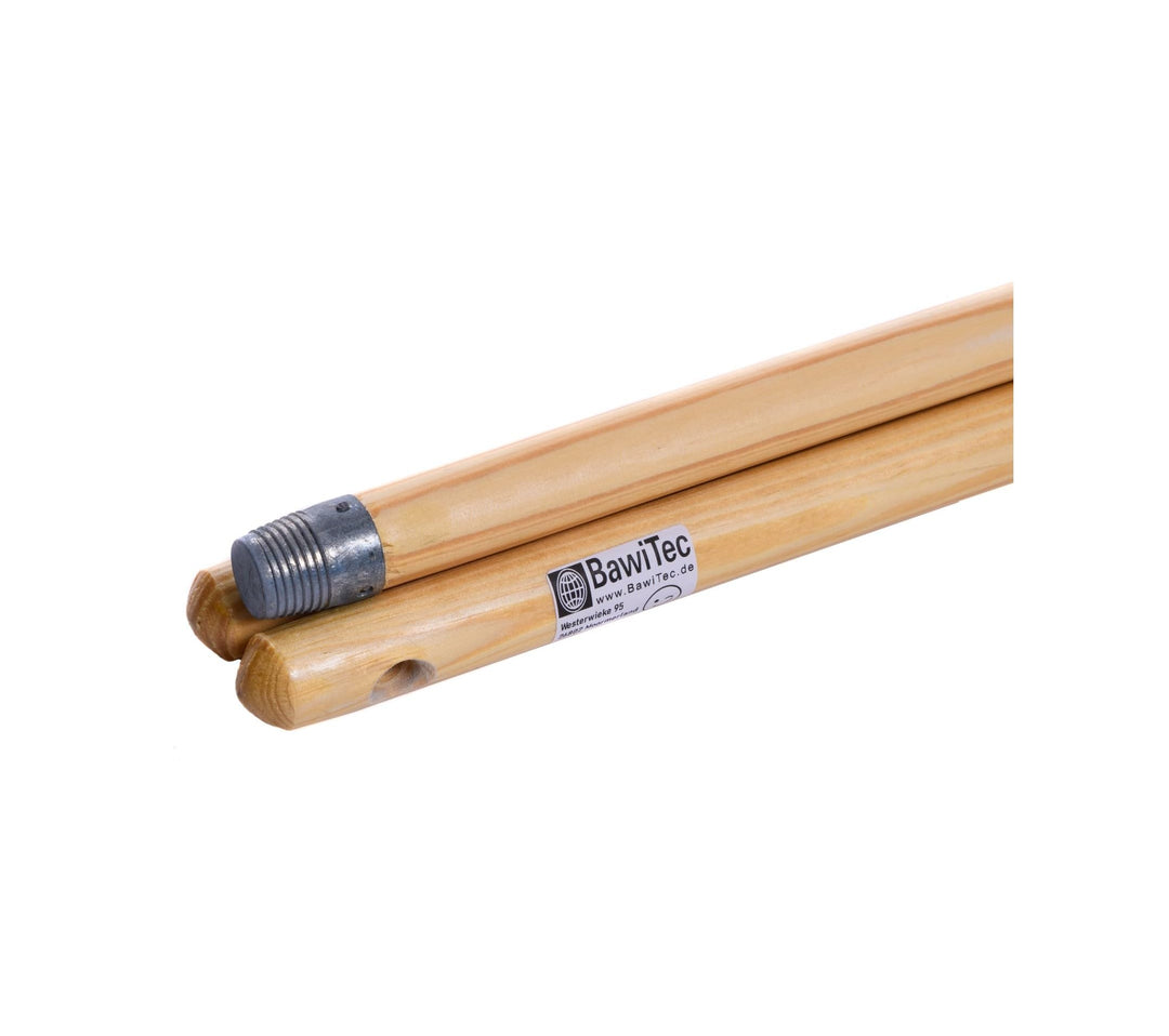 BawiTec 3 Stück Holzstiele Qualitäts Besenstiele Länge 120cm Ø 23mm Lackiert mit Aufhängeloch Standa