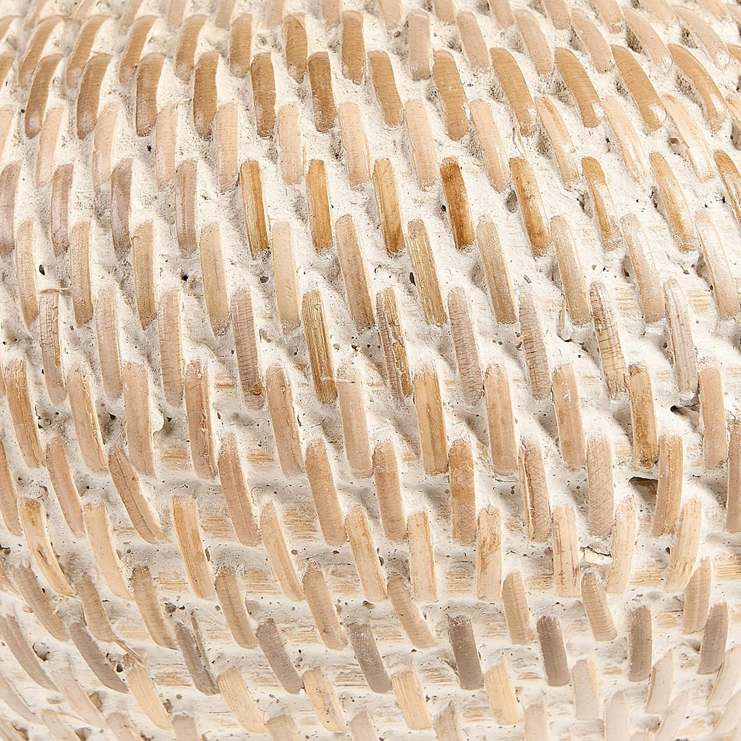 Rattankorb bemalt, mit Deckel und Griff 25 cm Aufbewahrung natur Bila