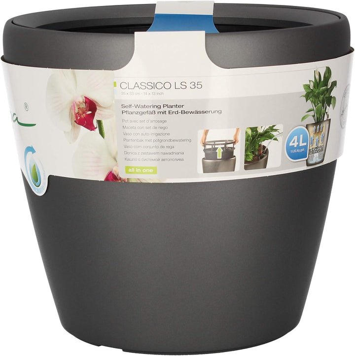 LECHUZA CLASSICO Premium LS 35 anthrazit metallic 16063 36x36x32.5 cm Anthrazit Metallic Einzel, 36x