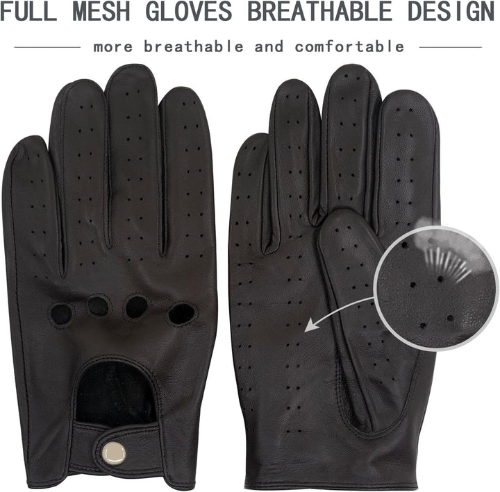 ZLUXURQ Herren Luxus 100% Schaffell Fahrhandschuhe-Weiches hochwertiges Leder, Small(20.4-21.6cm) Du