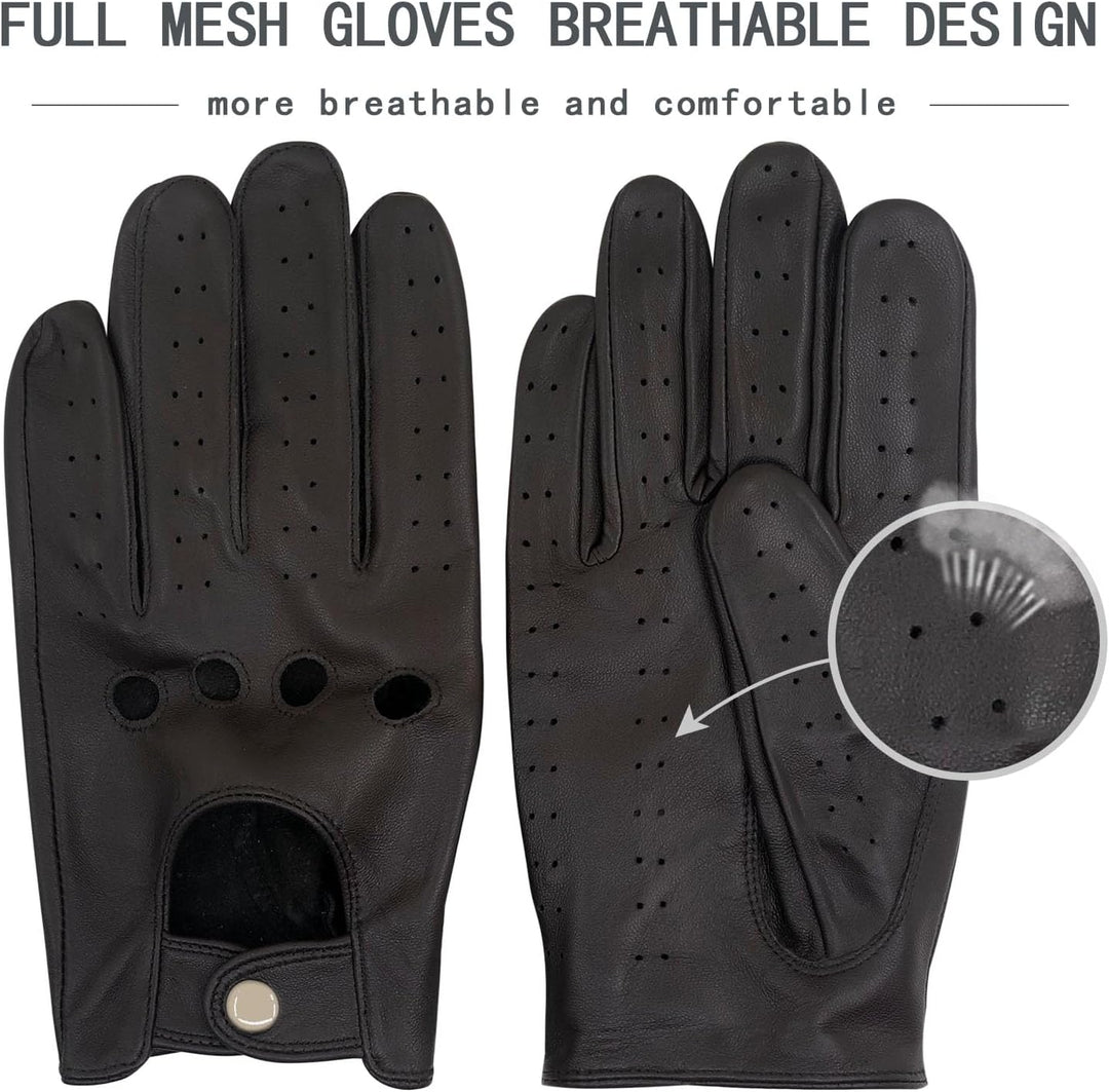 ZLUXURQ Herren Luxus 100% Schaffell Fahrhandschuhe-Weiches hochwertiges Leder Medium(21.6-22.9cm) Du