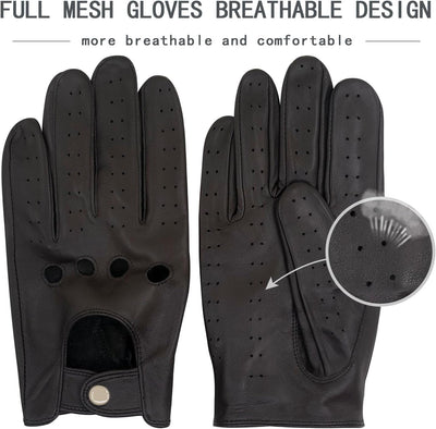 ZLUXURQ Herren Luxus 100% Schaffell Fahrhandschuhe-Weiches hochwertiges Leder Large(22.9-24.1cm) Dun