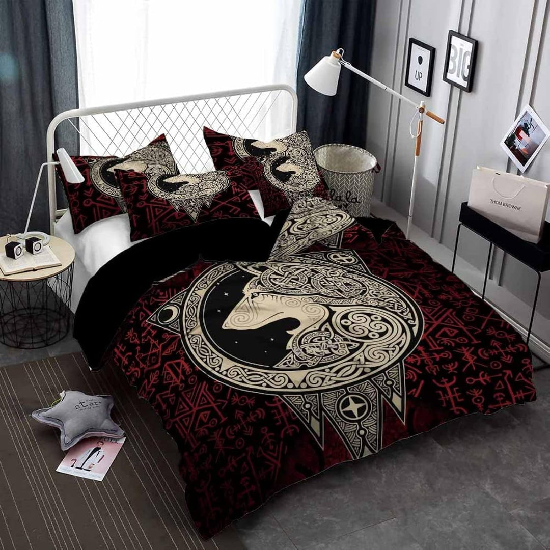 3D Wikinger Bettwäsche Set 135x200 cm 2teilig mit Reissverschluss Weiche und Angenehme Schlafkomfort