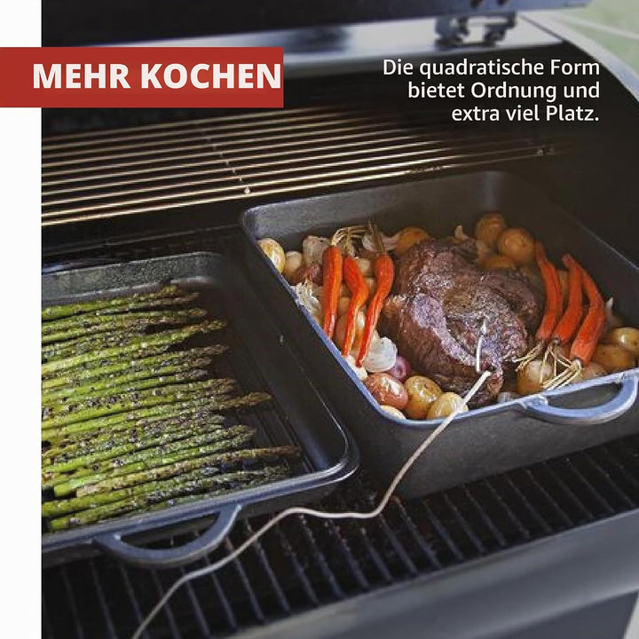 Camp Chef Quadratischer Dutch Oven, echtes gewürztes Finish, Gusseisen, 33 cm Dutch Oven