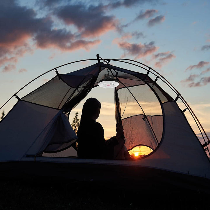 Semptec Urban Survival Technology Camping Licht: 2er-Set 3in1-Akku-LED-Lichter & Ventilatoren + USB-